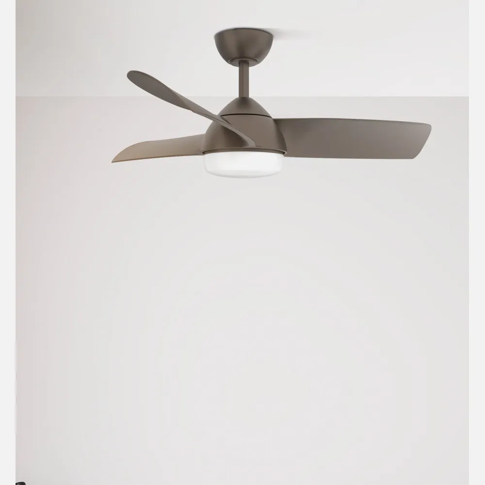Ventilador 24w Dc Haur Marron 3 Asp.6 Veloc.107d  2 Tijas C/remoto, Memoria Y Temp.3000-4000-6000k