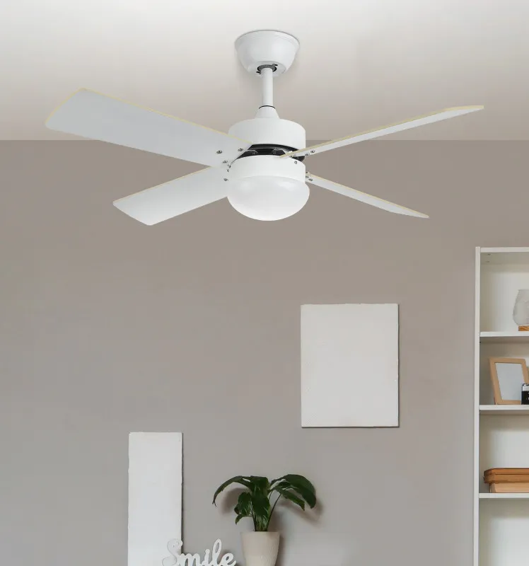 Ventilador Dc Sofia 2xe27 Blanco 4 Aspas Rev.Blanca/haya 40x107d C/remoto Temporizador