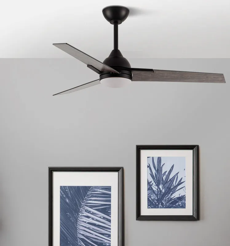 Ventilador 22w Dc Argestes Negro 3 Aspas Gris  6Velocidades 3Colores 2180lm 132D C/remoto, Memoria Y Temporizador