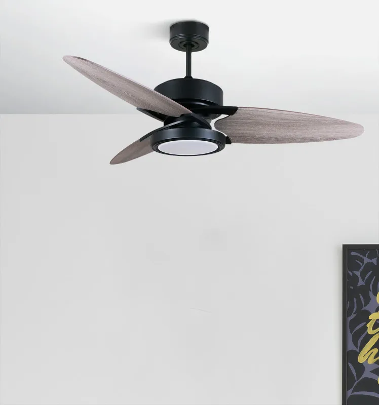 Ventilador Dc Cross 30w Negro 3 Aspas Gris/roble 6vel. 3 Colores 3250lm 132d Remoto, Memoria Y Temporizador