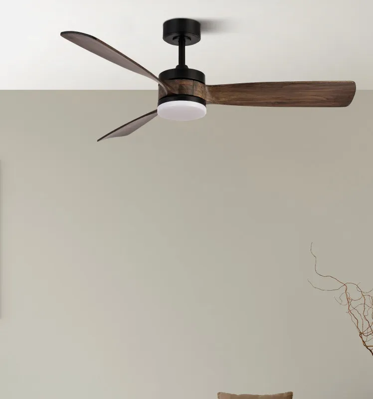 Ventilador Dc Oriente 26w Negro 3 Aspas Roble 132d 6vel 3colores 2950lm Remoto,temporizador,memoria 24