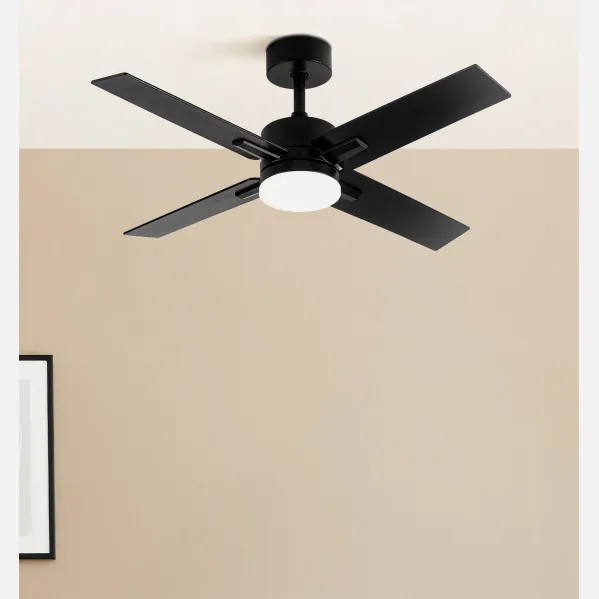 Ventilador Dc Talco 20w Negro 4aspas Negra/gris 6vel. 3000k,4000k,6500k 2350lm Remoto, Memoria, Temporizador 106d