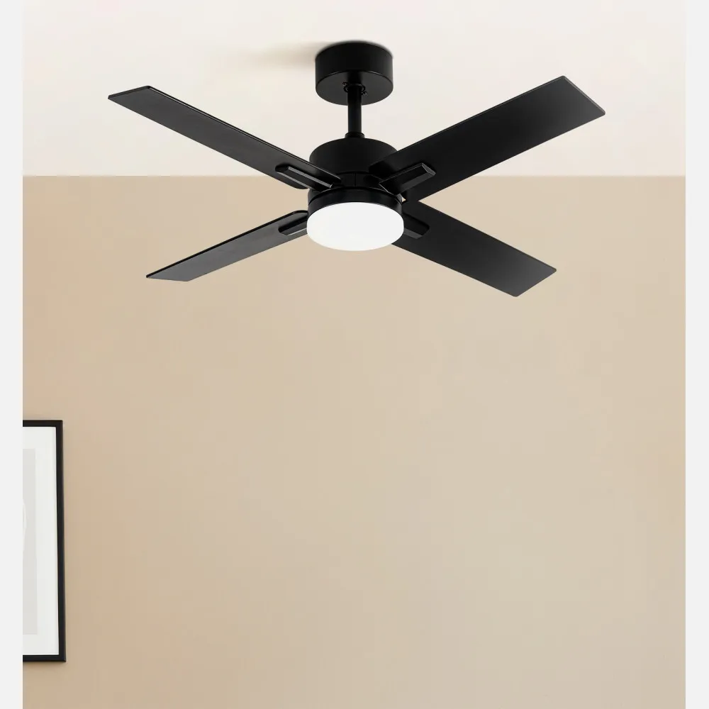 Ventilador Dc Talco 20w Negro 4aspas Negra/gris 6vel. 3000k,4000k,6500k 2350lm Remoto, Memoria, Temporizador 106d