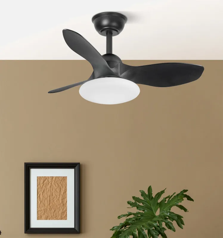 Ventilador Dc Paramo 36w 2880lm Negro 3 Aspas 82d  3000k,4500k,6000k,remoto+tempor+memoria