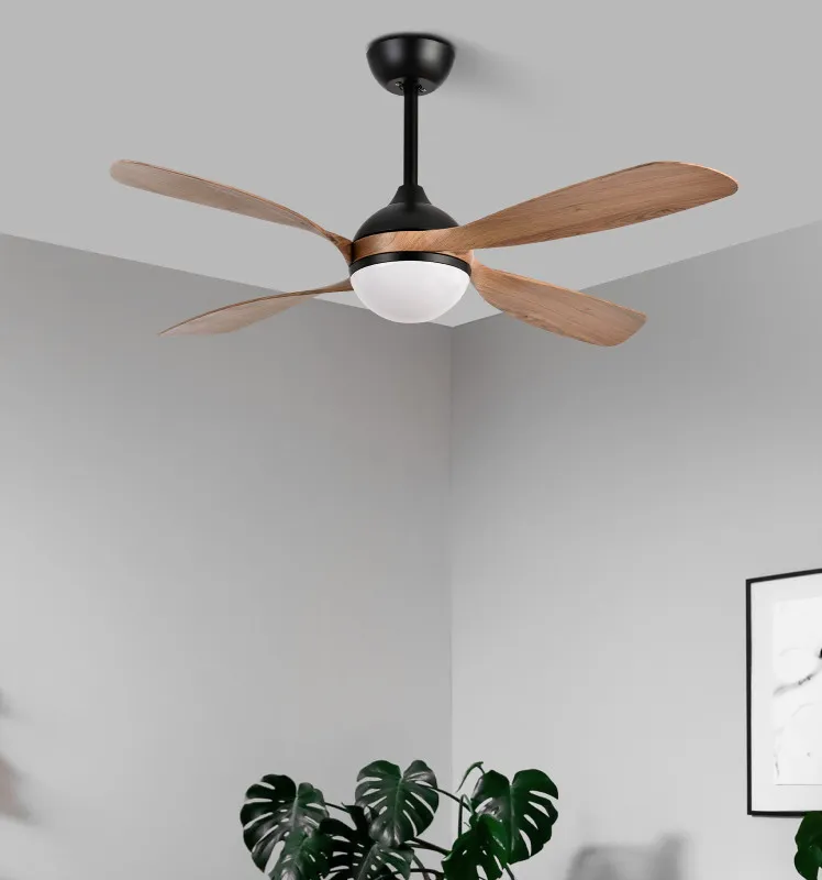Ventilador Dc Livorno 30w 3250lm Negro/roble 132d 4aspas 3000k,4500k,6000k, Remoto+ Temporizador+ Memoria