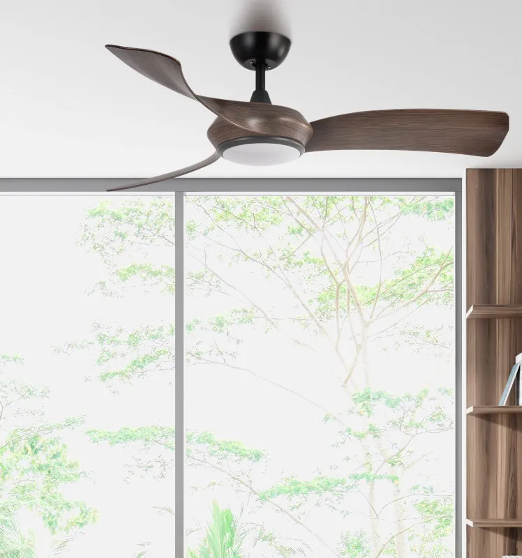 Ventilador Dc Cerdeña 30w 2950lm Negro/roble 3aspas 3000k,4500k,6000k Regulable Intensidad+ Remoto+ Temporizador+ Memoria