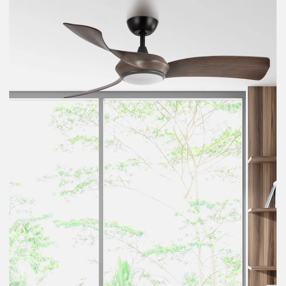 Ventilador Dc Cerdeña 30w 2950lm Negro/roble 3aspas 3000k,4500k,6000k Regulable Intensidad+ Remoto+ Temporizador+ Memoria