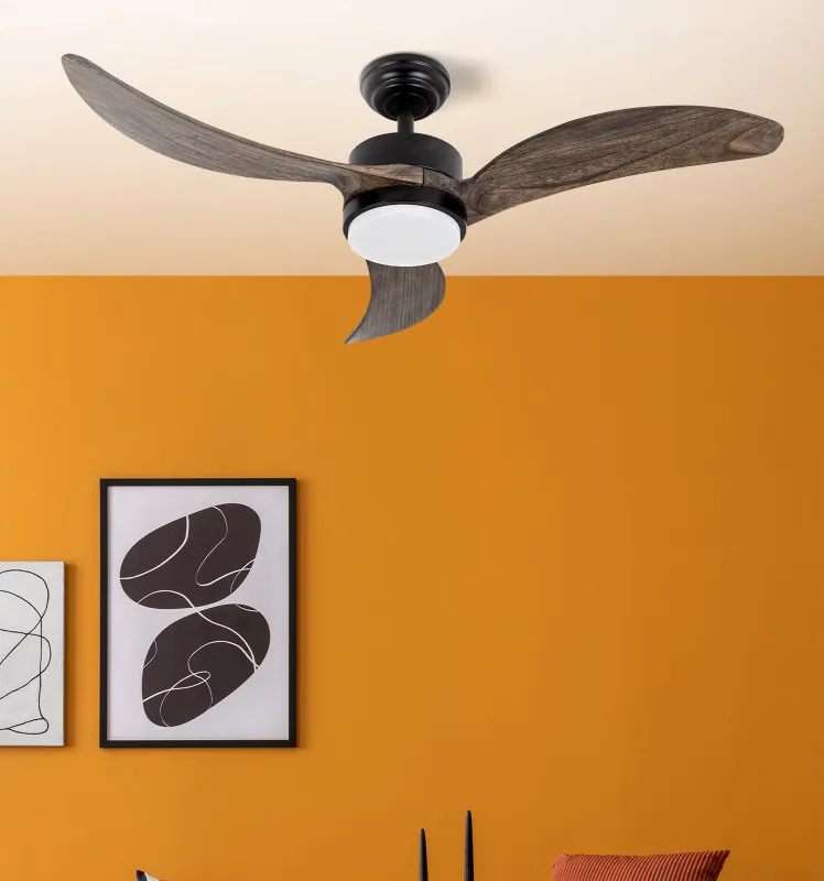 Ventilador Dc Bembezar 24w Negro 3aspas Roble 107d 2424 Lm 3000-4000-6500k Remoto+regulador Intensidad+temporizador+memoria