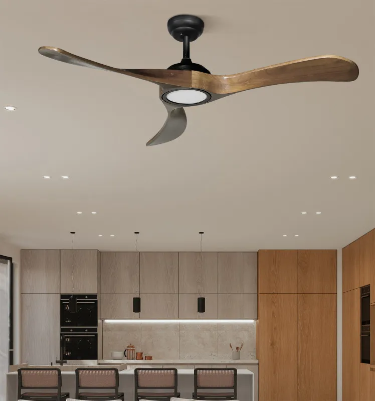 Ventilador Dc Castelo 18w Negro/roble 3aspas 132d Regulable Intensidad 2250lm 3000k,4000k,6000k Remoto+temporizador+memoria