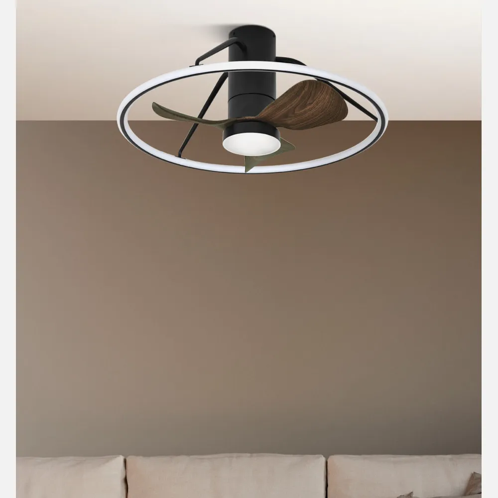 Ventilador Dc Oporto 46w Neg/marr 3asp.66d 4600lm 3000-4000-6000k 6vel Remot,tempo,3int.rg