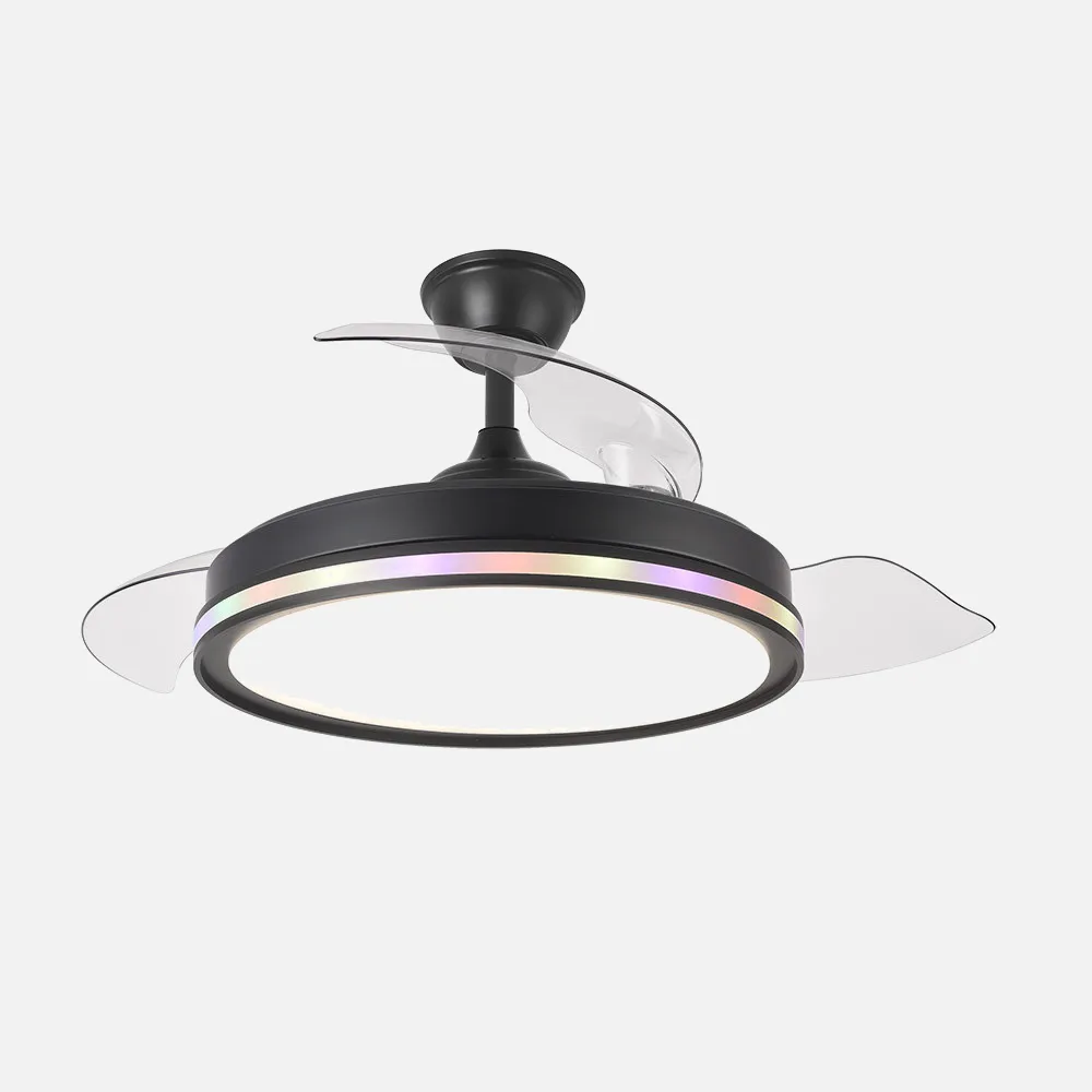 246292309 - Ventilador Dc 59+7w Cacique Negro 3asp 107d 6980lm 3000-4500-6500k+rgb Remo+r.int+memo+temp