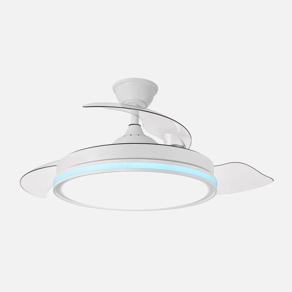 Ventilador Dc 59+7w Cacique Blanco 3asp 107d 6980l 3000-4500-6500k+rgb Remo+r.int+memo+temp