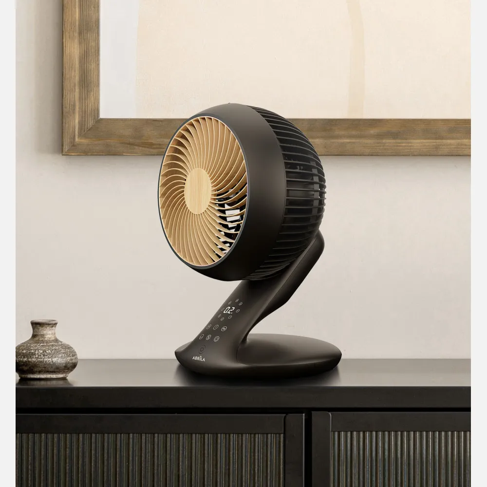Ventilador Dc Sobremesa Miera Negro/haya 20w 8vel Oscilacion 3d.remoto,temporizador 40,5x25,4x23,3cm