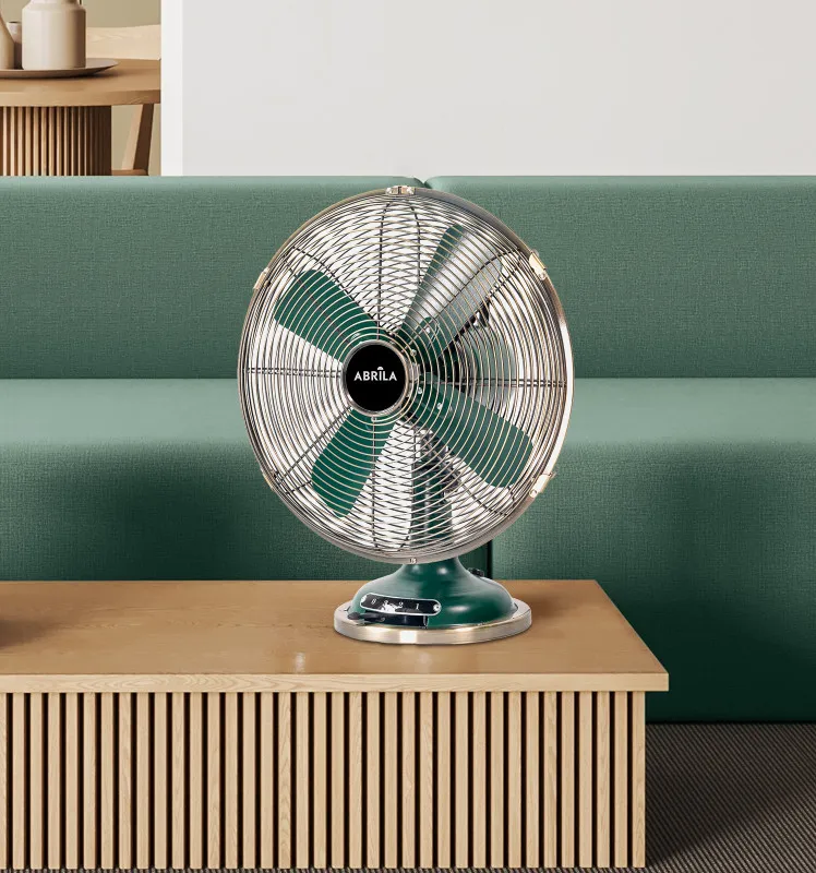Ventilador Sobremesa Capitolio Oliva/cuero 37w 3velocidades 4asp Fijo Y Rotatorio 42x35x27cm