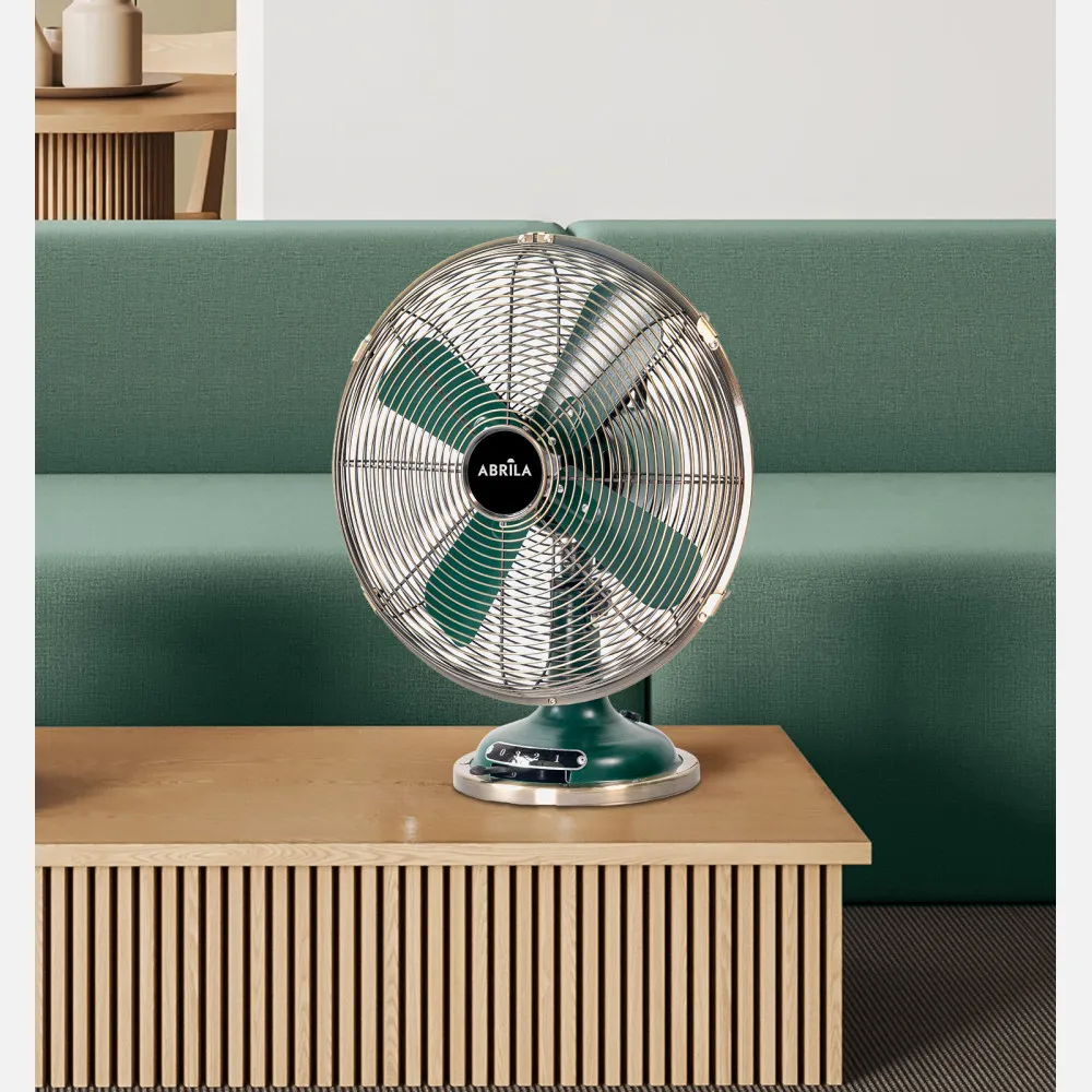 Ventilador Sobremesa Capitolio Oliva/cuero 37w 3velocidades 4asp Fijo Y Rotatorio 42x35x27cm