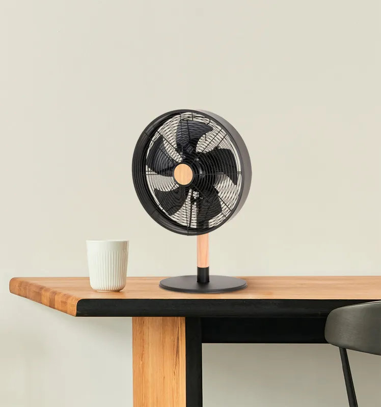 Ventilador Sobremesa Falcon Negro/haya 3vel.45w 5 Asp. Oscilante Y Rotatorio 59x35x28cm