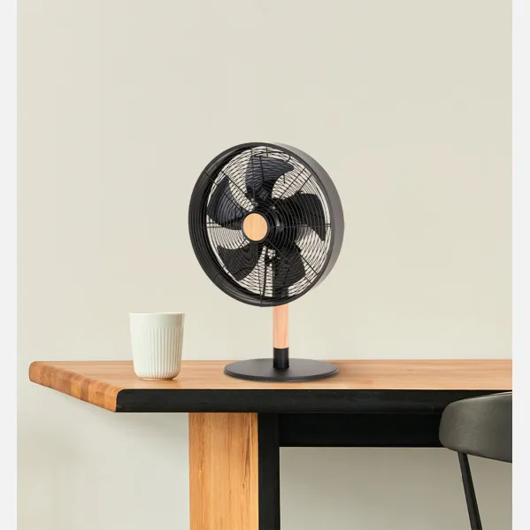 Ventilador Sobremesa Falcon Negro/haya 3vel.45w 5 Asp. Oscilante Y Rotatorio 59x35x28cm
