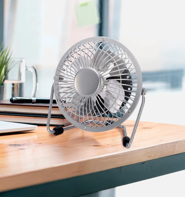 Miniventilador Sobrem.metal Bulerias 2,5w 5v Cromo  14,8X14,2X7,6 Cm Orientable Alimentacion Mediante Puerto Usb