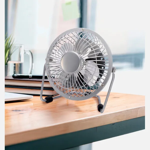 Miniventilador Sobrem.metal Bulerias 2,5w 5v Cromo  14,8X14,2X7,6 Cm Orientable Alimentacion Mediante Puerto Usb