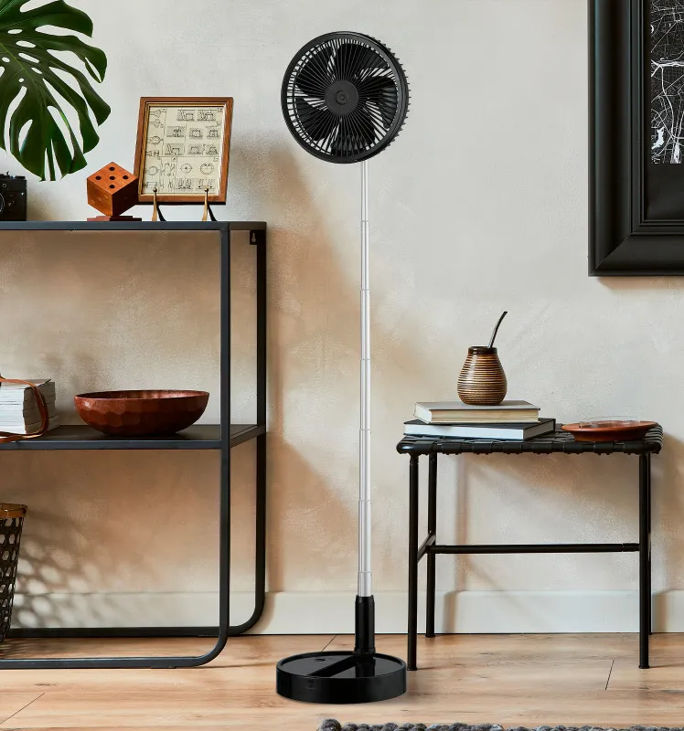 Ventilador DC Portatil Galan Negro 10w 3vel Bateria Regx20x20cm Plegable+remoto+temporizador