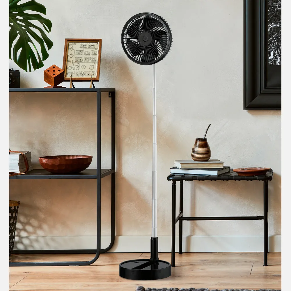 Ventilador DC Portatil Galan Negro 10w 3vel Bateria Regx20x20cm Plegable+remoto+temporizador