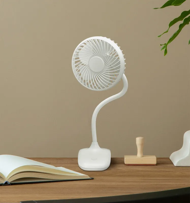 Ventilador Sobremesa C/pinza Sines Blanco 5w 3+1velocidades Recargable Alimen.usb 5asp Motor Dc 36x12,5x11,5cm Inalambrico