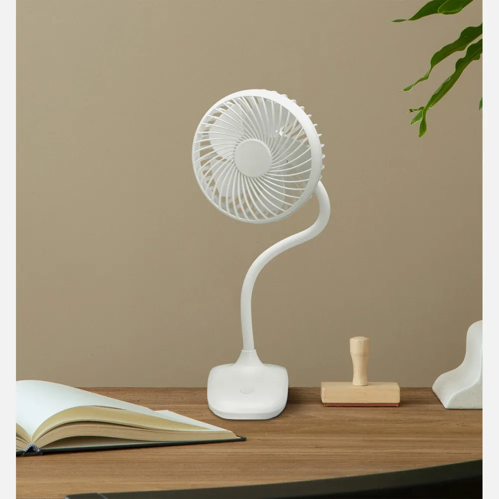 Ventilador Sobremesa C/pinza Sines Blanco 5w 3+1velocidades Recargable Alimen.usb 5asp Motor Dc 36x12,5x11,5cm Inalambrico