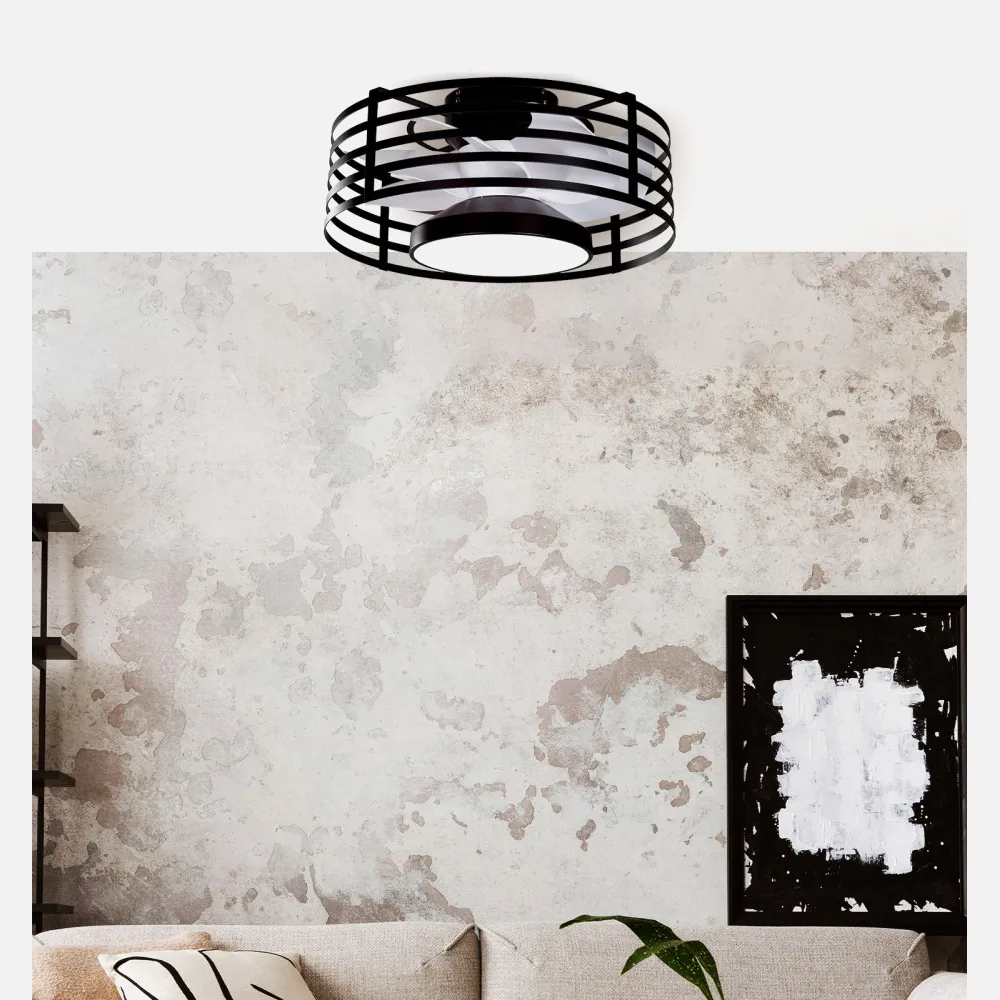Ventilador 22w Dc Xaloc Negro 7Aspas Blancas 6vel  3000-4000-6500 28x57,8x57,8cm C/remoto, Memoria Y Temporizador