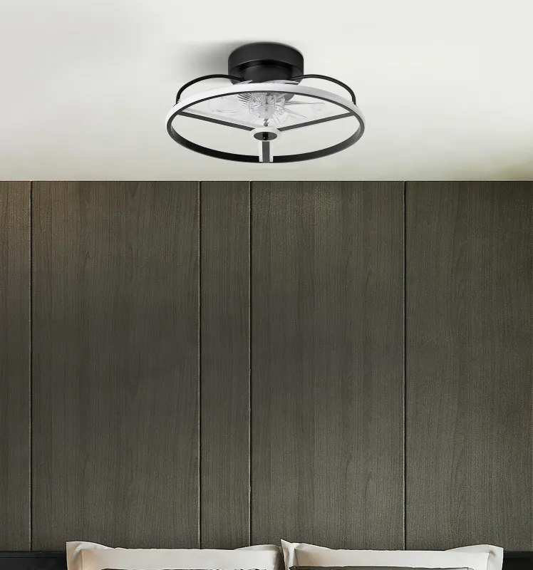 Ventilador 60w Dc Bora Negro 8 Aspas Transp. 21x50x50cm 6 Vel. 3 Colores C/remoto, Memoria, Temporizador Y Reg.Intensidad 5100lm