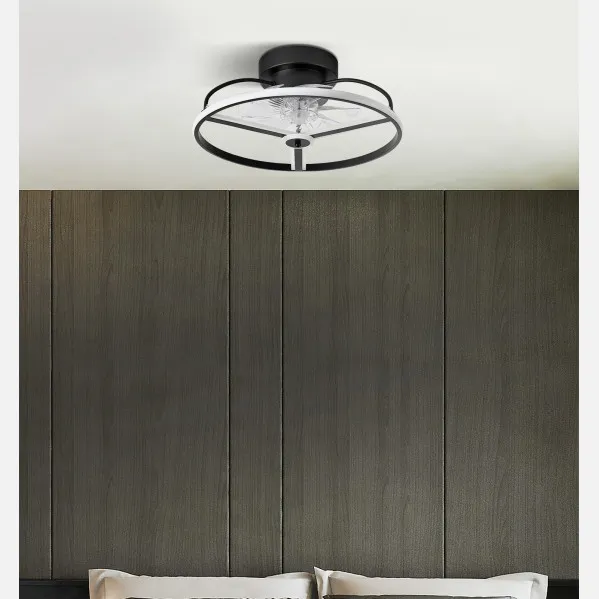 Ventilador 60w Dc Bora Negro 8 Aspas Transp. 21x50x50cm 6 Vel. 3 Colores C/remoto, Memoria, Temporizador Y Reg.Intensidad 5100lm
