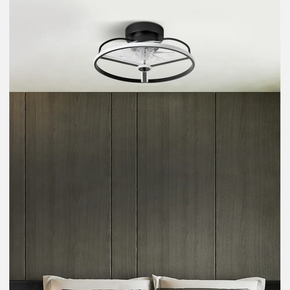 Ventilador 60w Dc Bora Negro 8 Aspas Transp. 21x50x50cm 6 Vel. 3 Colores C/remoto, Memoria, Temporizador Y Reg.Intensidad 5100lm