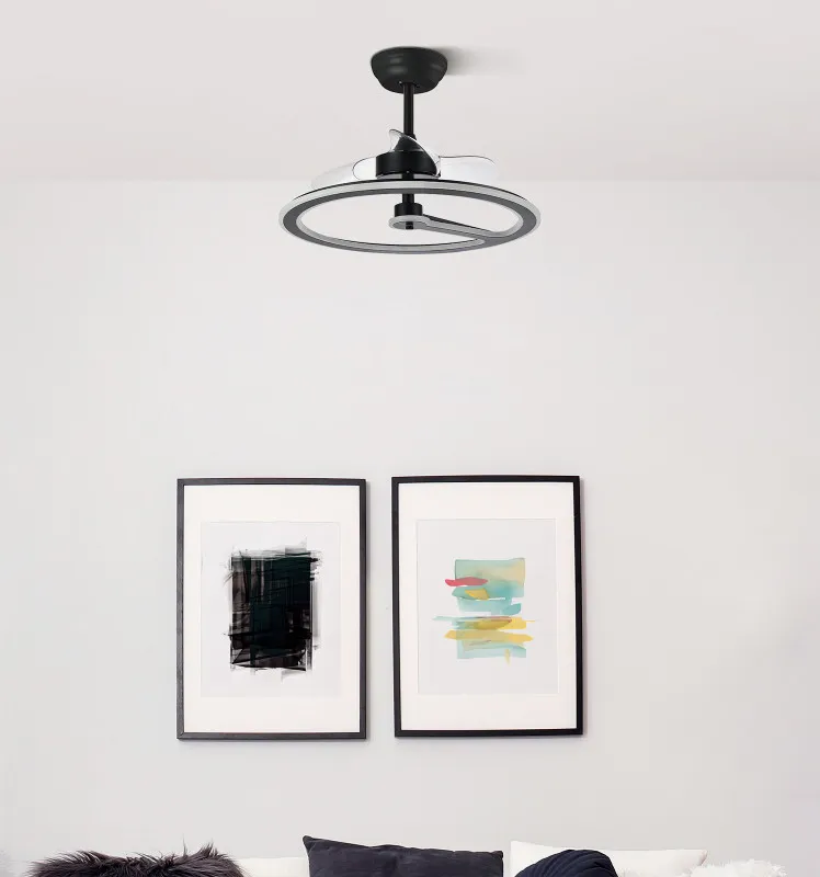 Ventilador 110w Dc Chom Negro 3 Aspas Transp. 46/66x62x62cm  6Vel. 3 Colores C/remoto, Memoria Y Temporizador 9350lm