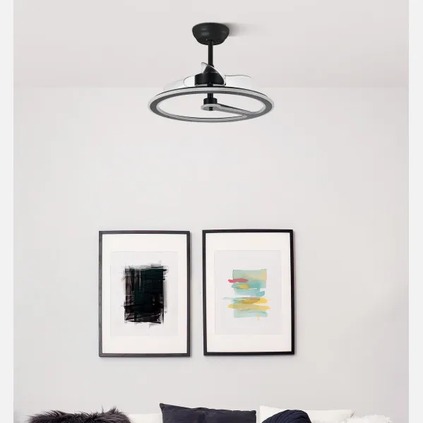 Fan 110w Dc Chom Black 3 Sails Transp. 46/66x62x62cm  6Vel. 3 Colours C/remote, Memory And Timer 9350lm