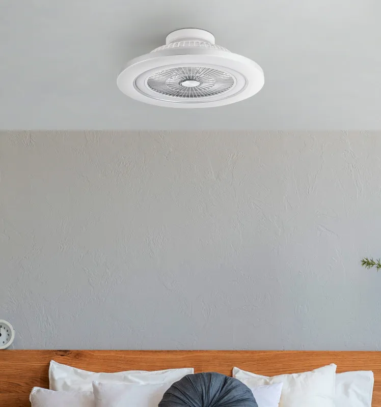 Ventilador 72w Dc Mato Blanco 5Aspas Transp. 22x58x58cm 6 Vel. 3 Colores C/remoto,memoria,temporiz Y Reg.Intensidad 6120lm