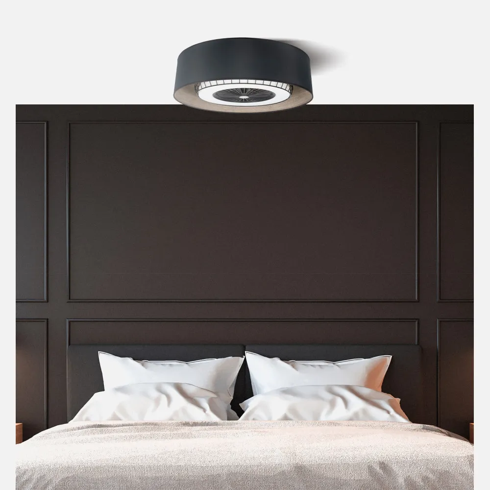 Ventilador DC Tania 72w Negro/madera Gris 5 Aspas 6 Velocidades 3col Remoto,memoria,reg.Intensidad,temporizador 6120lm 70d