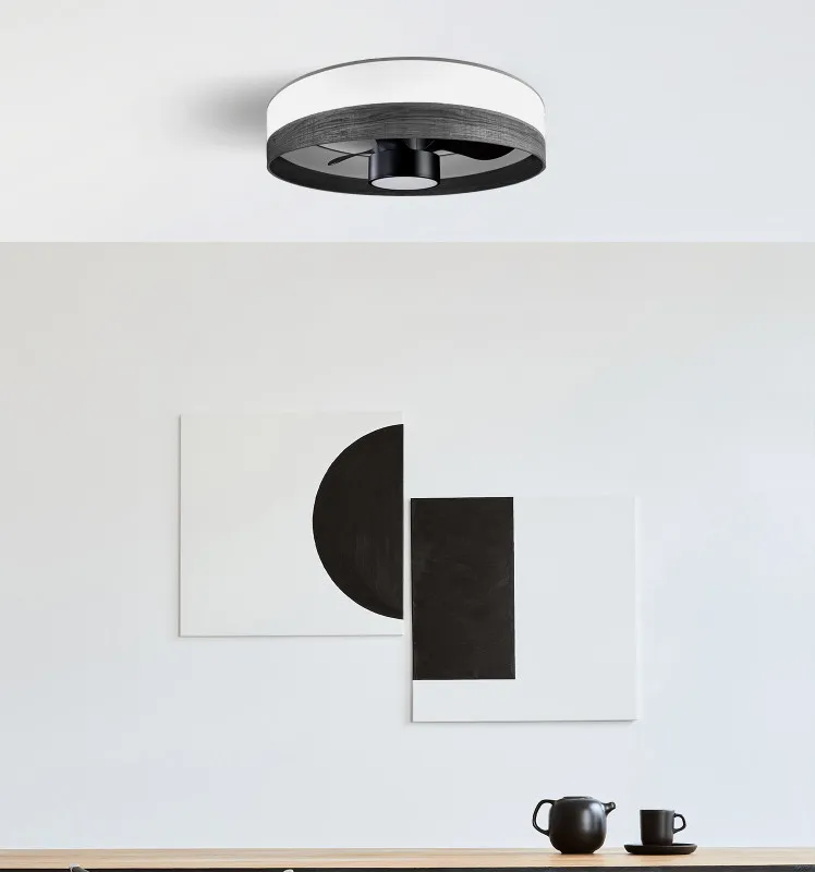 Ventilador Dc 24w Olga Blanco/mad.negra-negro 3 Aspas 6 Vel. 2390lm 3 Colores, Remoto,memoria,temporizador 70d