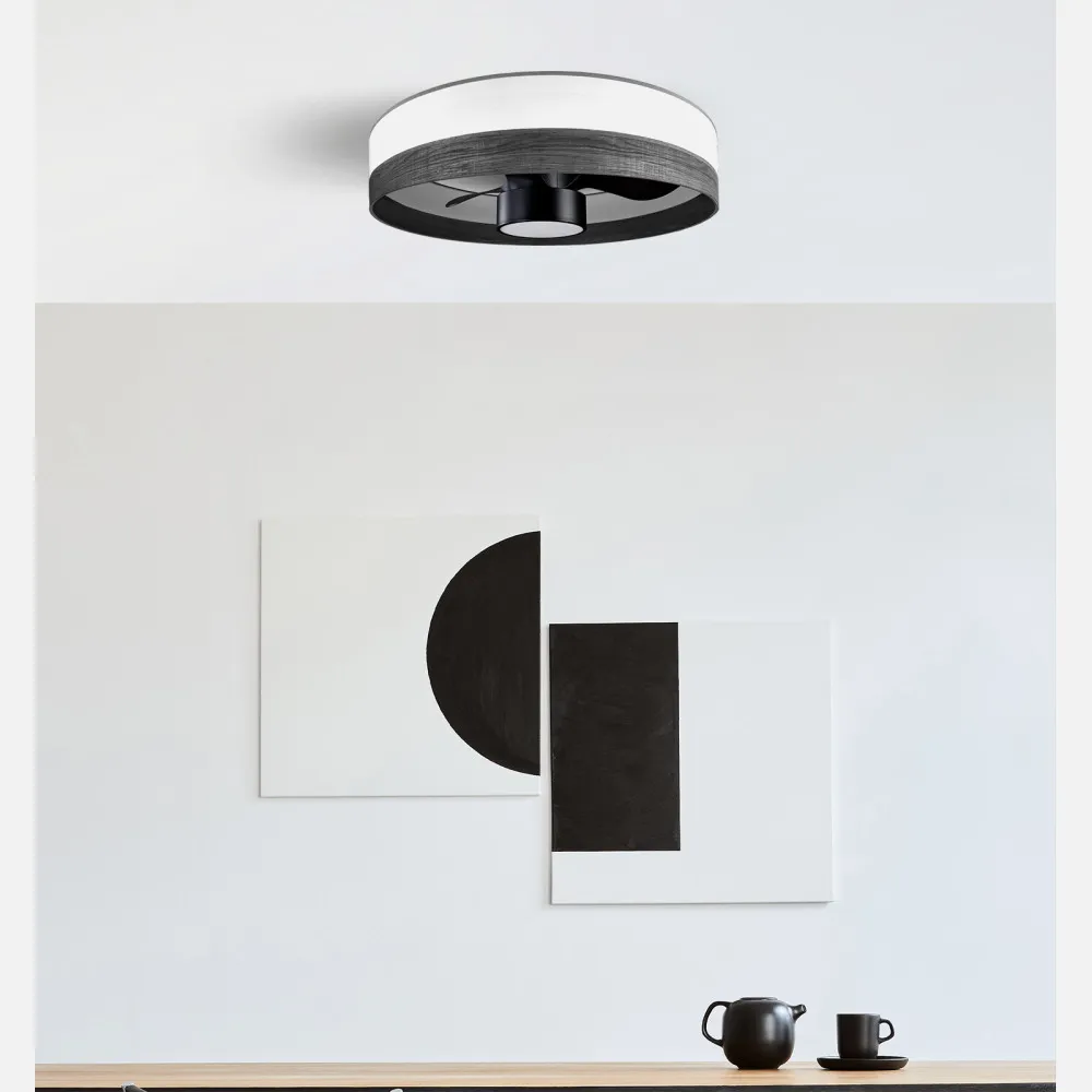 Ventilador Dc 24w Olga Blanco/mad.negra-negro 3 Aspas 6 Vel. 2390lm 3 Colores, Remoto,memoria,temporizador 70d