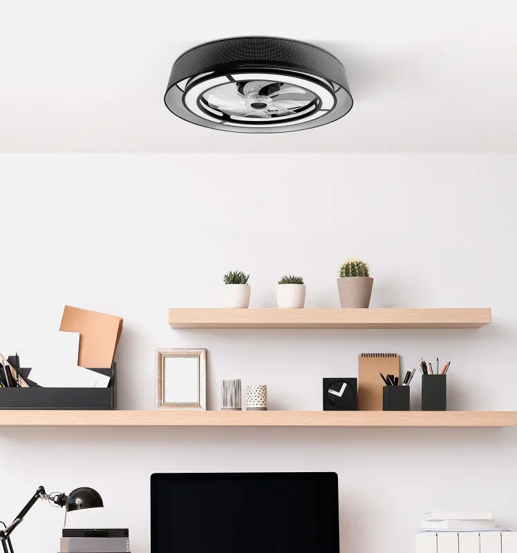 Ventilador Dc 58w Anastasia Negro/plata 8 Aspas 60d 5900lm 6 Vel. 3 Colores Remoto,memoria,temporizador