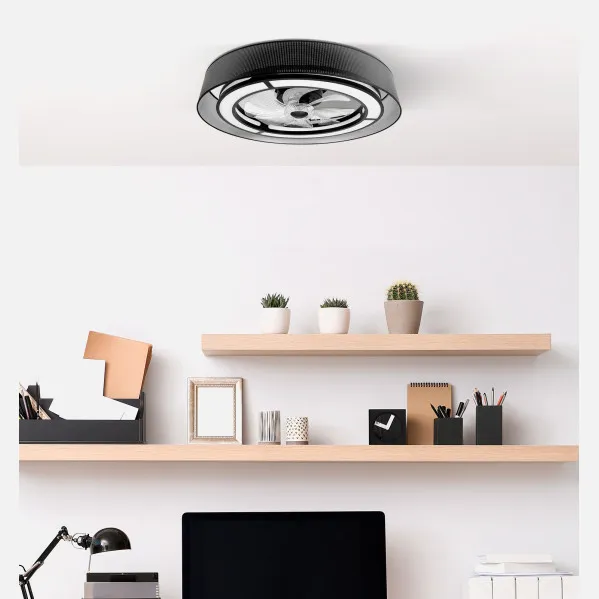 Ventilador Dc 58w Anastasia Negro/plata 8 Aspas 60d 5900lm 6 Vel. 3 Colores Remoto,memoria,temporizador