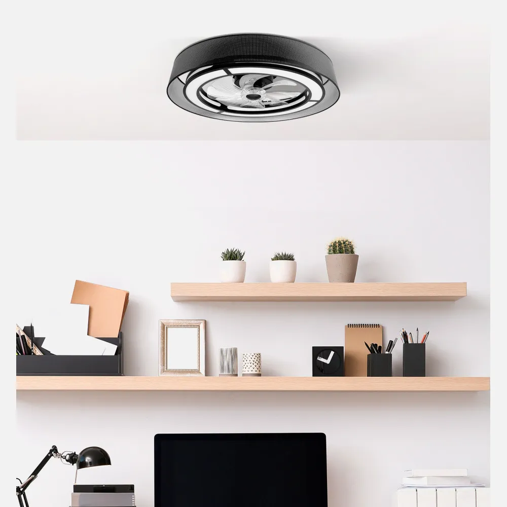 Ventilador Dc 58w Anastasia Negro/plata 8 Aspas 60d 5900lm 6 Vel. 3 Colores Remoto,memoria,temporizador