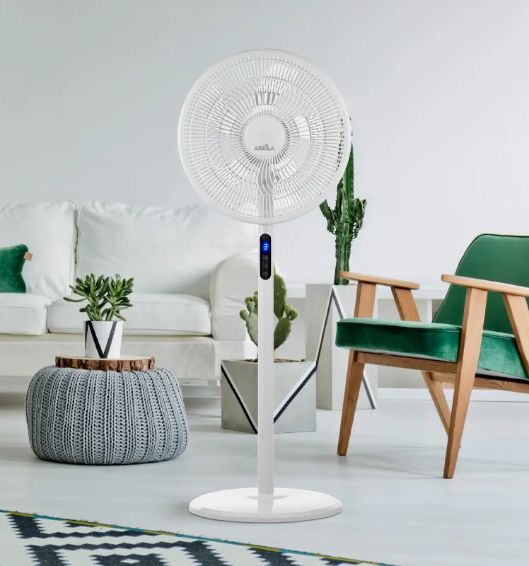 Ventilador De Pie Icono Blanc 3vel 45w  119x44x40 Cm Oscilante 5asp.c/ Remoto,temporizador