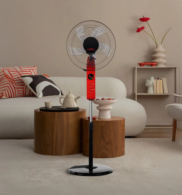 Ventilador De Pie Circus Rojo/negro 3vel 45w Regx43x40cm Oscilante 5asp.c/ Remoto,temporizador