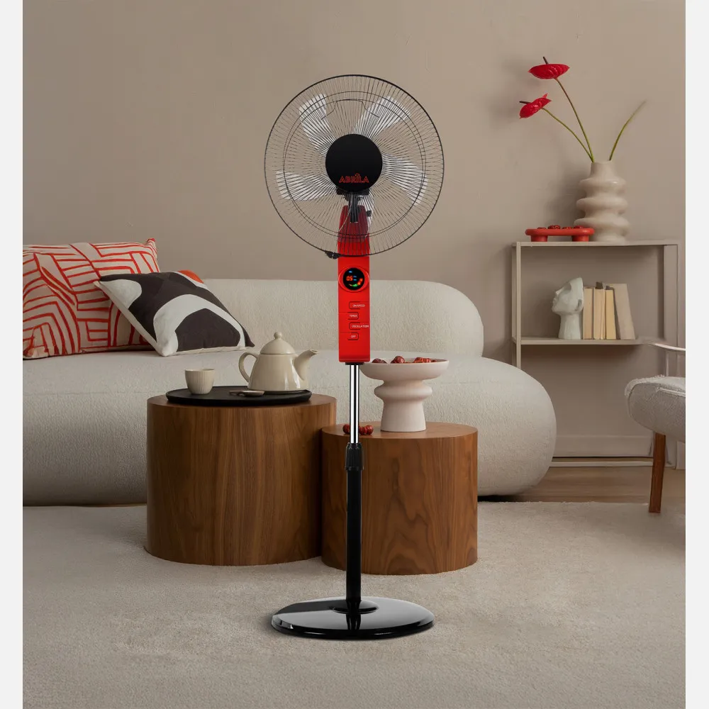Ventilador De Pie Circus Rojo/negro 3vel 45w Regx43x40cm Oscilante 5asp.c/ Remoto,temporizador