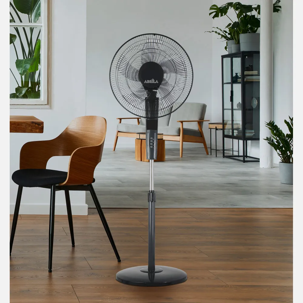 Ventilador De Pie Rayo Gris/negro 3 Vel.60w.5 Asp 43d C/ Remoto Y Temporizador 0,5h-7,5h
