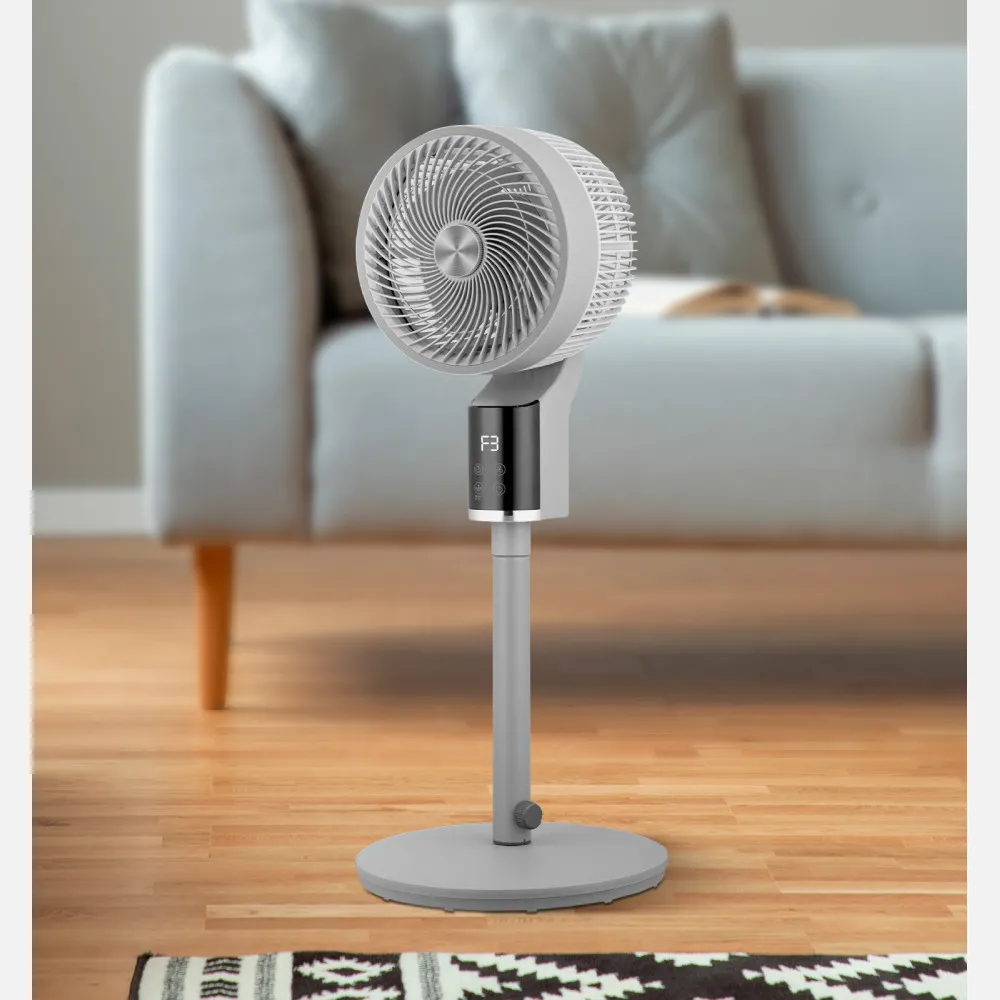 Ventilador De Pie Persa Gris/cromo 50w 3vel Regx33x33cm Oscilante, Display, Remoto Y Temporizador