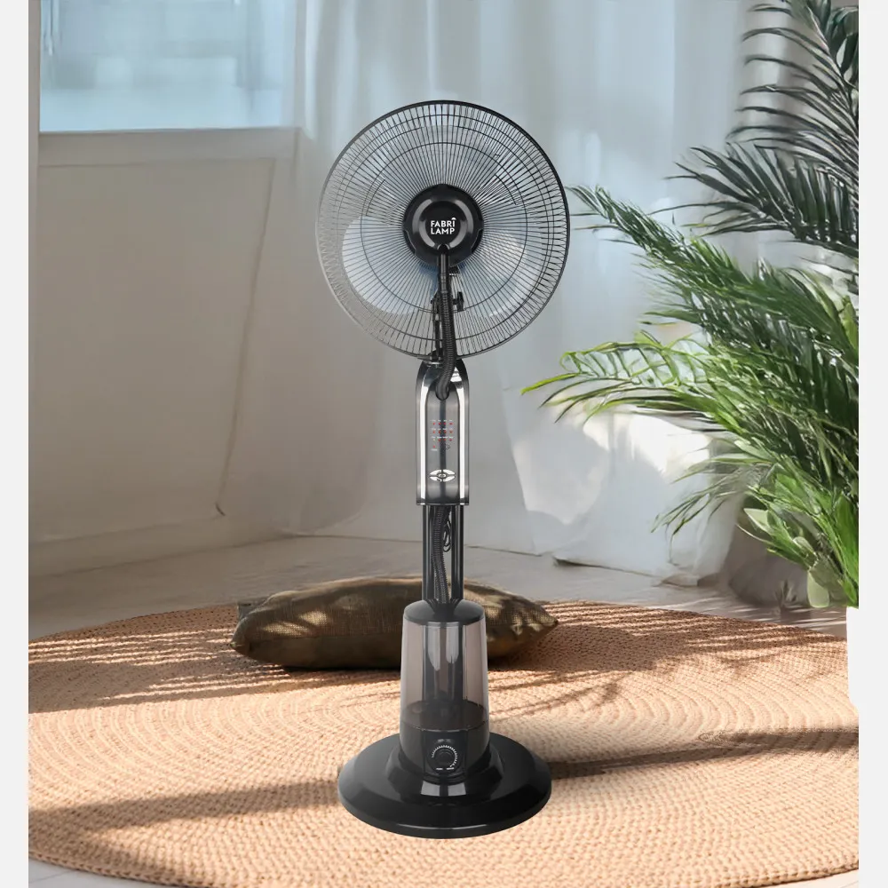 Ventilador De Pie Tromba Negro 3 Vel 80w Nebulizador  Tanque De Agua 3L C/remoto Y Temporizador 120x45x40 Cm
