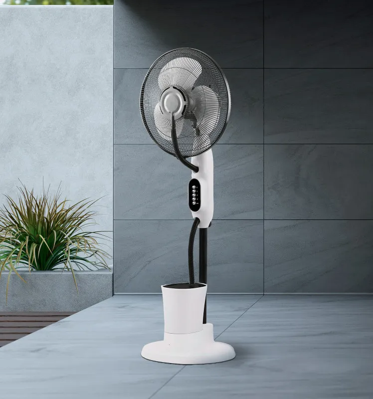 Ventilador Humidificador Pie Iceberg Blanco/negro 80w 3velocidades 3aspas Nebulizador 125x43x38cm Tanque  Agua 2,8l