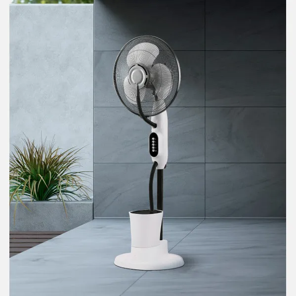 Ventilador Humidificador Pie Iceberg Blanco/negro 80w 3velocidades 3aspas Nebulizador 125x43x38cm Tanque  Agua 2,8l