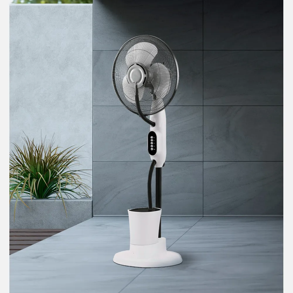 Ventilador Humidificador Pie Iceberg Blanco/negro 80w 3velocidades 3aspas Nebulizador 125x43x38cm Tanque  Agua 2,8l