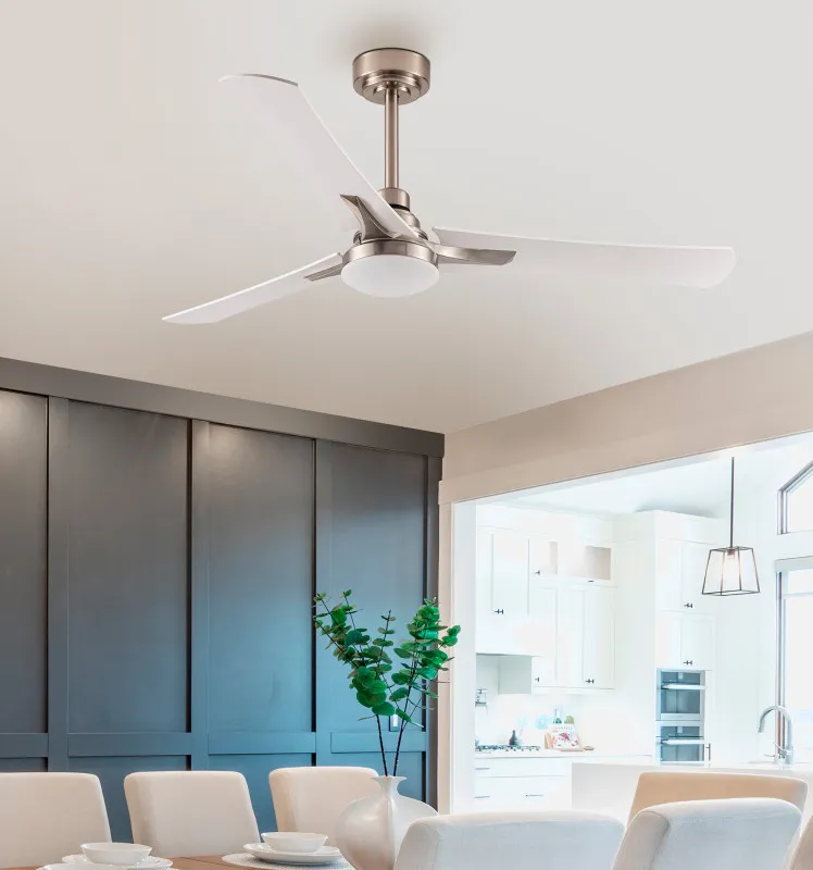 Ventilador 22w Dc Coro Niquel 3asp Blanco/haya  6Velocidades 3colores 2180lm 132d C/remoto, Memoria y Temporizador